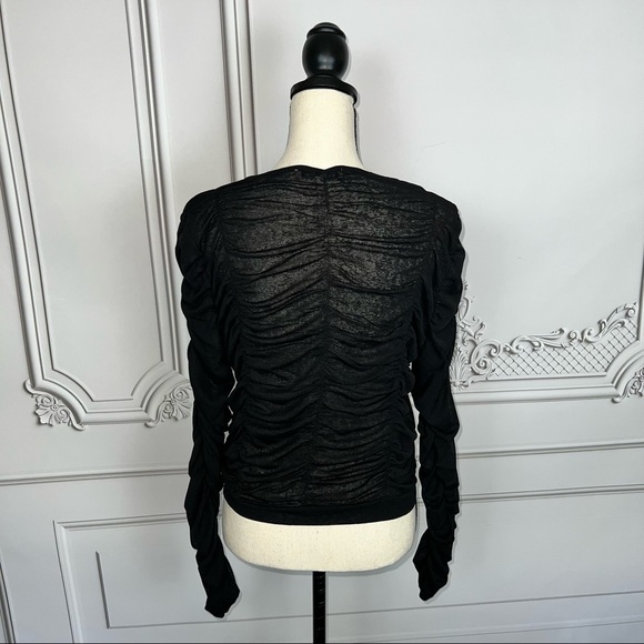 BCBGeneration Black Ruched Button Up Top | Size M - Picture 13 of 14